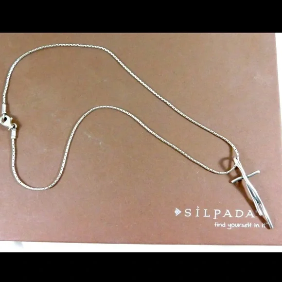 Silpada Vintage RARE Sterling Silver Twisted Cross Necklace - Picture 9 of 10